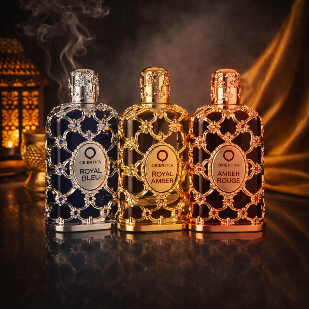 Conjunto Orientica Luxury Collection Amber Rouge + Royal Amber + Royal Bleu (3 × 30 ml)